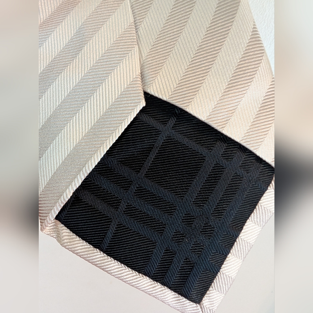 2 Burberry London Neckties-Nova Check And White/ Gray Striped - Picture 10 of 15